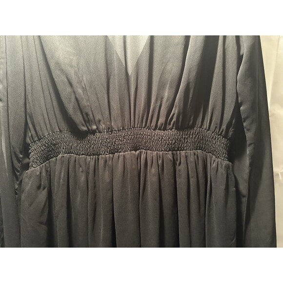 Double Zero Black Chiffon Dress Cold Shoulder Elastic Waist Sheer Back Size M - Picture 10 of 10